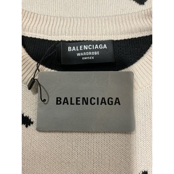 Balenciaga Long Sleeve White Cotton Crewneck Sweater Size S - NWT - Picture 5 of 6